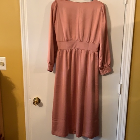J Crew Satin Blush Pink Button Down Midi Dress 2T - Picture 8 of 15